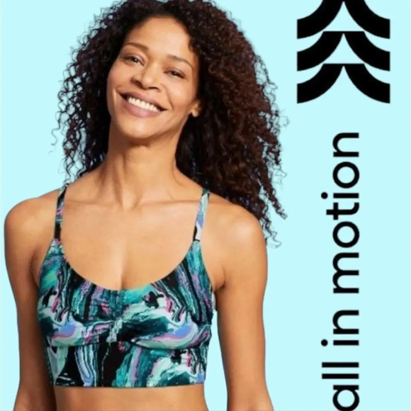 All in Motion Women’s Blue Marble Longline Bikini Swim Top - Small NWT UPF 50+ - Picture 7 of 9